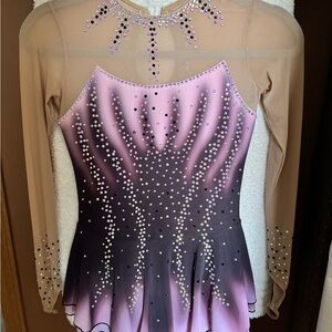 Elegant Pink ombré figure skating dress